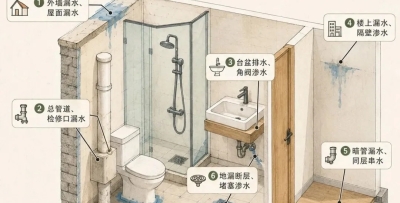 洗手间常见漏水点位示意图🤞收藏这篇，漏水维修不被骗、不求人